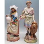 TWO ANTIQUE BISQUE NEO CLASSICAL FIGURINES