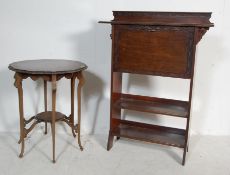 EDWARDIAN MAHOGANY CIRCULAR OCCASIONAL TABLE AND A LATE 20TH CENTURY STUDENT BUREAU