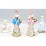 TWO 20TH CENTURY CAPODIMONTE CERAMIC FIGURINES AND TWO OTHERS CERAMIC FIGURINES