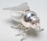 LARGE SILVER PLATED HONEY POT IN THE FORM OF A BEE