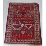 MID 20TH CENTURY VINTAGE HAND WEAVED ISLAMIC PRAYER RUG