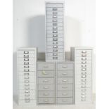 COLLECTION OF FIVE RETRO VINTAGE FILING CABINETS