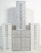 COLLECTION OF FIVE RETRO VINTAGE FILING CABINETS