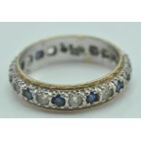 9CT GOLD HALLMARKED SAPPHIRE & WHITE STONE ETERNITY RING