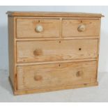 VICTORIAN PINE TWO OVER TWO CHEST OF DRAWERS