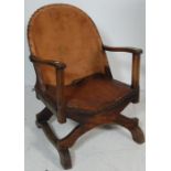 EARLY 20TH CENTURY OAK SAVONAROLA CHAIR