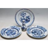 COLLECTION OF THREE 18TH CENTURY CHINESE PLATES TOGETHER WITH A VASE