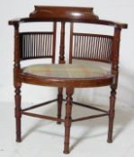 LATE 19TH CENTURY INLAID MAHOGANY CORNER CHAIR