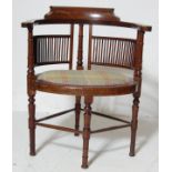 LATE 19TH CENTURY INLAID MAHOGANY CORNER CHAIR