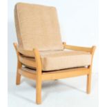 20TH CENTURY ERCOL BEECH AND ELM HIGH BACK EASY CHAIR