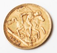 1897 VICTORIAN GOLD HALF SOEREIGN COIN