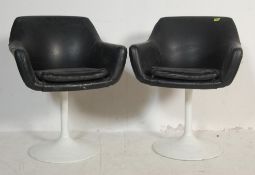 PAIR OF RETRO VINTAGE 1970S BLACK VINYL SEBEL CHAIRS