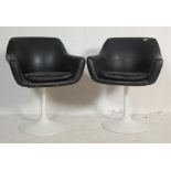 PAIR OF RETRO VINTAGE 1970S BLACK VINYL SEBEL CHAIRS