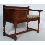 JAYCEE OLD CHARM JACOBEAN REVIVAL HALL SEAT / SETTLE TELEPHONE TABLE