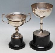 TWO 20TH CENTURY SILVER TROPHIES ON BASES