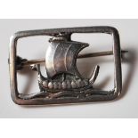 MODERNIST CARL OVE FRYDENSBERG SILVER BOAT BROOCH