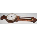 20TH CENTURY OAK ANEROID BAROMETER & THERMOMETER