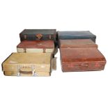 SIX VINTAGE RETRO 20TH CENTURY SUITCASES / TRAVEL