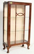 1950’S WALNUT CHINA DISPLAY CABINET WITH QUEEN ANNE LEGS