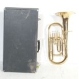 LATE 20TH CENTURY VINTAGE BRASS TUBA WITH CASE