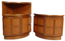 TWO VINTAGE 20TH CENTURY TEAK WOOD NATHAN LOW CORNER CABINETS / BEDSIDES