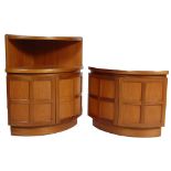 TWO VINTAGE 20TH CENTURY TEAK WOOD NATHAN LOW CORNER CABINETS / BEDSIDES