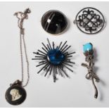 20TH CENTURY SILVER BROOCHES AND NECKLACE
