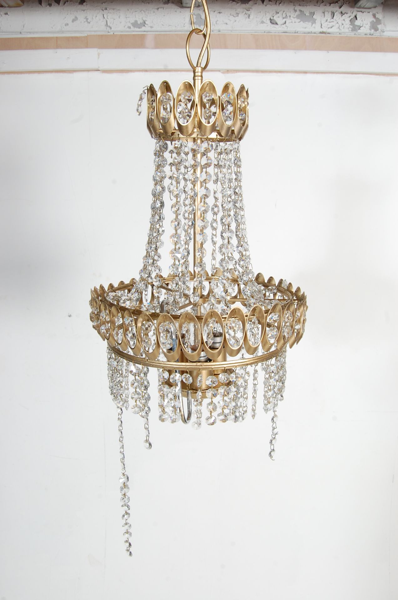 ANTIQUE VICTORIAN STYLE BRASS AND GLASS CHANDELIER