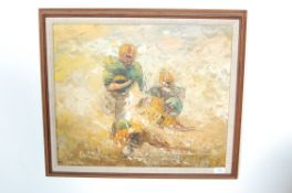 AMERICAN FOOTBALL OIL ON CANVAS PALETTE KNIFE PAIN