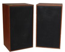 TWO VINTAGE RETRO 20TH CENTURY TEAK WOOD CASE SPEAKERS