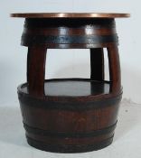 TWO RETRO 20TH CENTURY BARREL TABLES / PUB TABLES