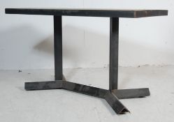 FACTORY INDUSTRIAL METAL FRAME DINING TABLE WITH RUSTIC WOOD TOP