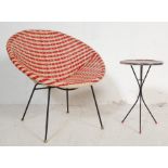 RETRO VINTAGE WICKER AND PLASTIC SATELLITE CHAIR