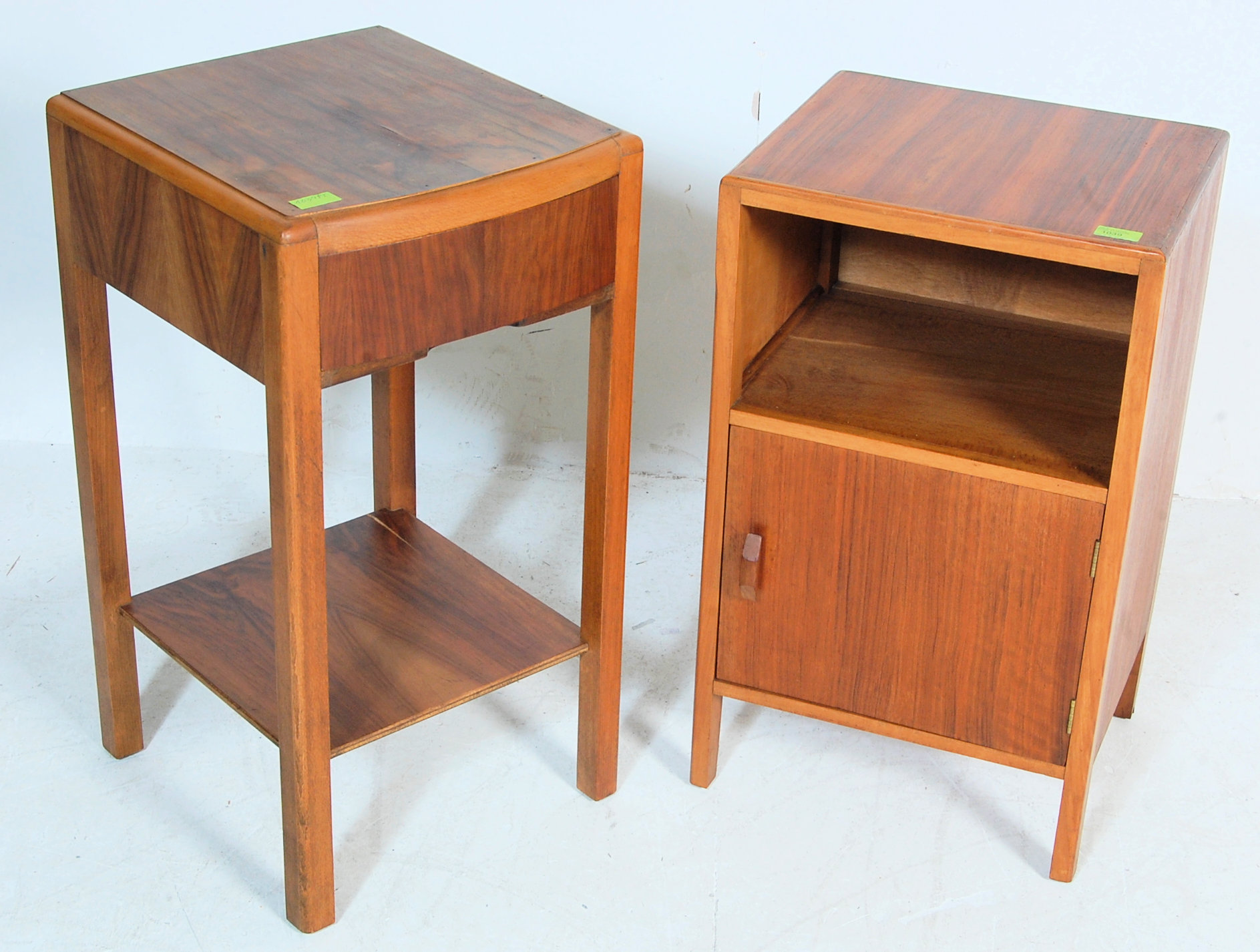 TWO 1930’S WALNUT BEDSIDE CABINETS WITH DRAWER AND CUPBOARD - Image 2 of 11