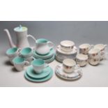 VINATGE POOLE POTTERY TEA SET AND A CRANBORNE TEA CUPS, SAUCERS AND SIDE PLATES