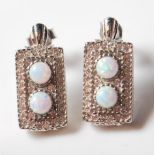 PAIR OF WHITE METAL AND OPALITE STUD EARRINGS