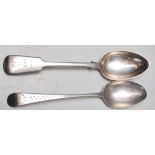 TWO ANTIQUE SILVER HALLMARKED SPOONS