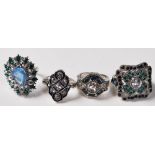 GROUP OF FOUR ART DECO STYLE DRESS RINGS