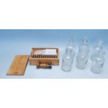 EARLY 20TH CENTURY EDWARDIAN POST OFFICE METAL STAMPERS AND SIX CHEMISTRY GLASS BOTTLES