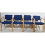 SET OF FOUR RETRO VINTAGE BLUE STACKING CHAIRS