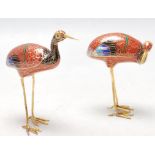 TWO 20TH CENTURY CHINESE ORIENTAL CLOISONNE CRANES