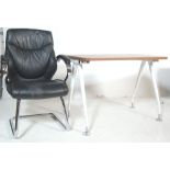 INDUSTRIAL OFFICE TABLE WITH HIGH QUALITY LEATHER CHAIR