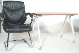 INDUSTRIAL OFFICE TABLE WITH HIGH QUALITY LEATHER CHAIR