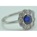 EDWARDIAN ANTIQUE SAPPHIRE AND DIAMOND CLUSTER RING