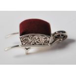 STERLING SILVER WHEELBARROW PINCUSHION