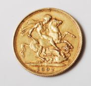 1892 VICTORIAN 22CT GOLD FULL SOVEREIGN