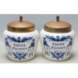 TWO LATE 19TH CENTURY DELFT BLAUW XENITH GOUDA TOBACCO JARS