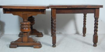 TWO JACOBEAN REVIVAL OAK DRAW LEAF DINING TABLES