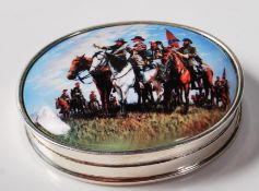 STAMPED .925 SILVER PILL BOX WITH ENAMEL CIVIL WAR PLAQUE