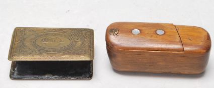 VINTAGE 20TH CENTURY MARCONI PHONE RADIO ADVERTISING BRASS MATCHBOX VESTA CASE SLEEVE